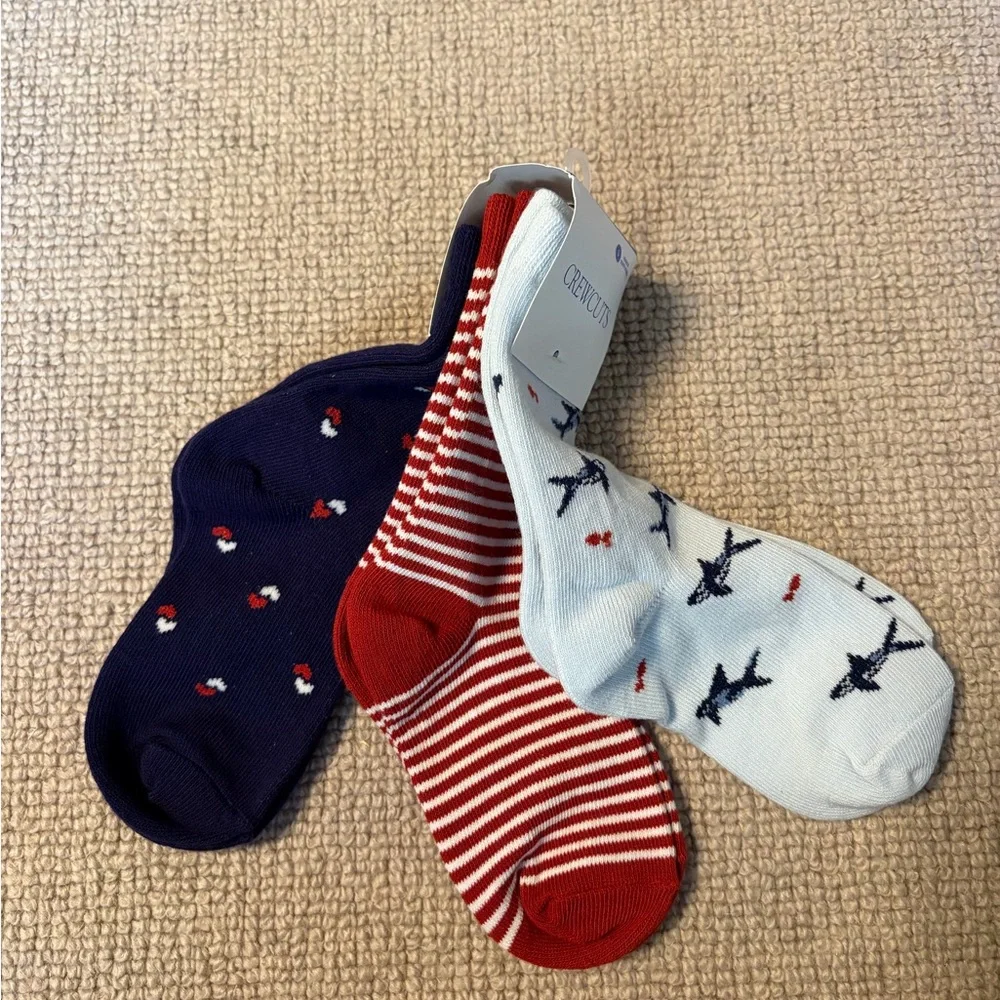 Kids Crewcuts 3-Pack of Blue and Red Socks (Size 8-11) - Picture 1 of 3